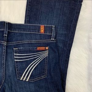 7 for all Mankind dojo wide leg flare crop dark wash jeans